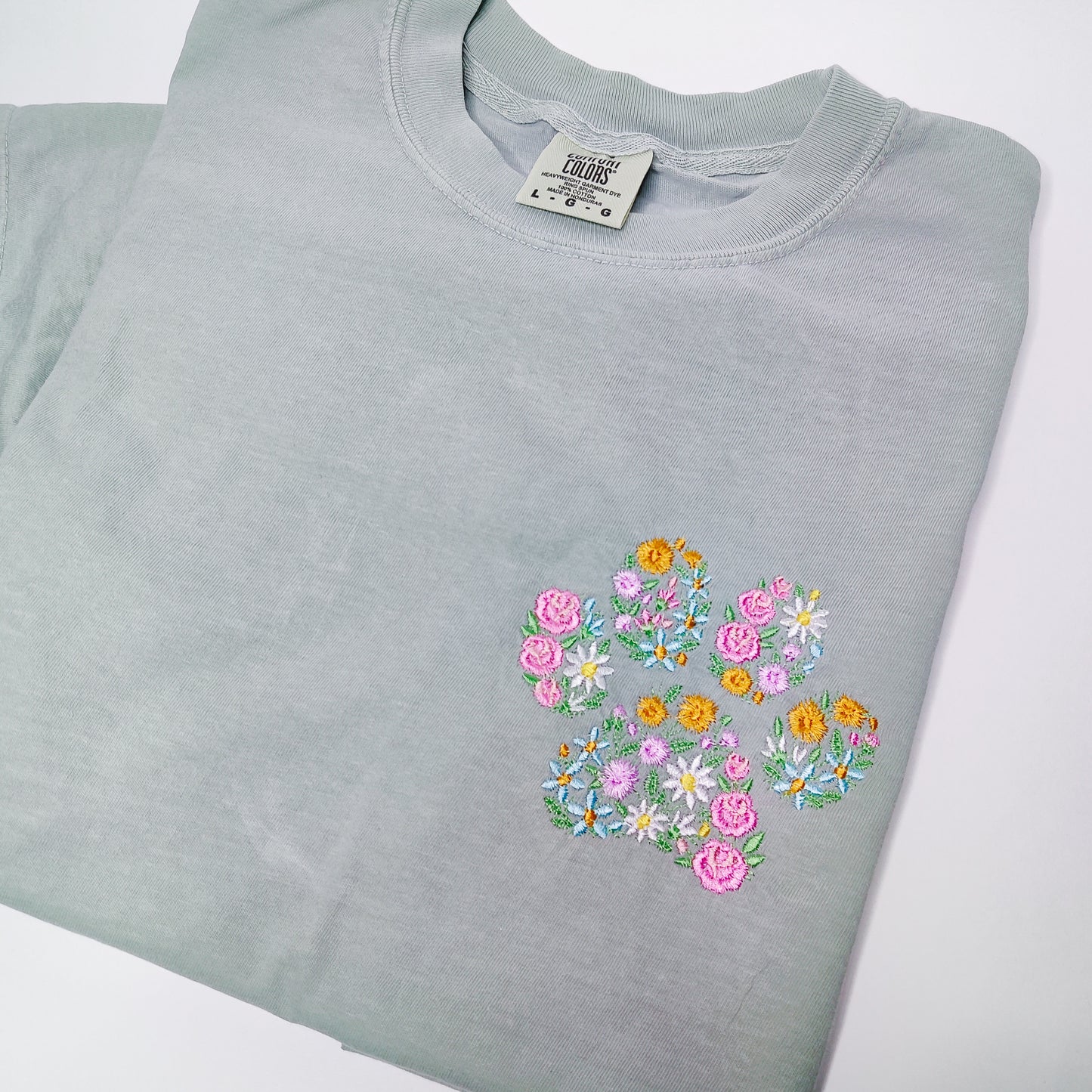 Floral Paw Print T Shirt