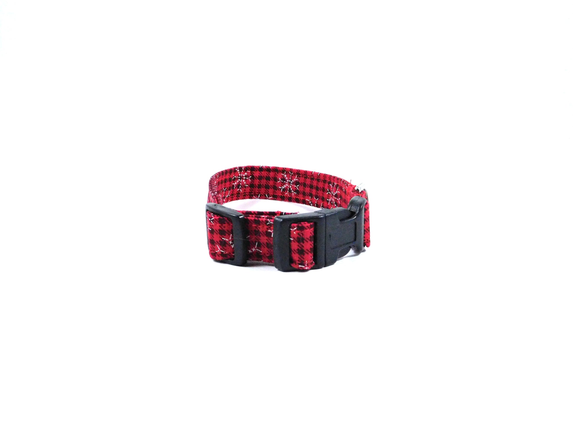 Red Plaid Snowflakes Dog Collar/ Cat Collar - Charlotte's Pet