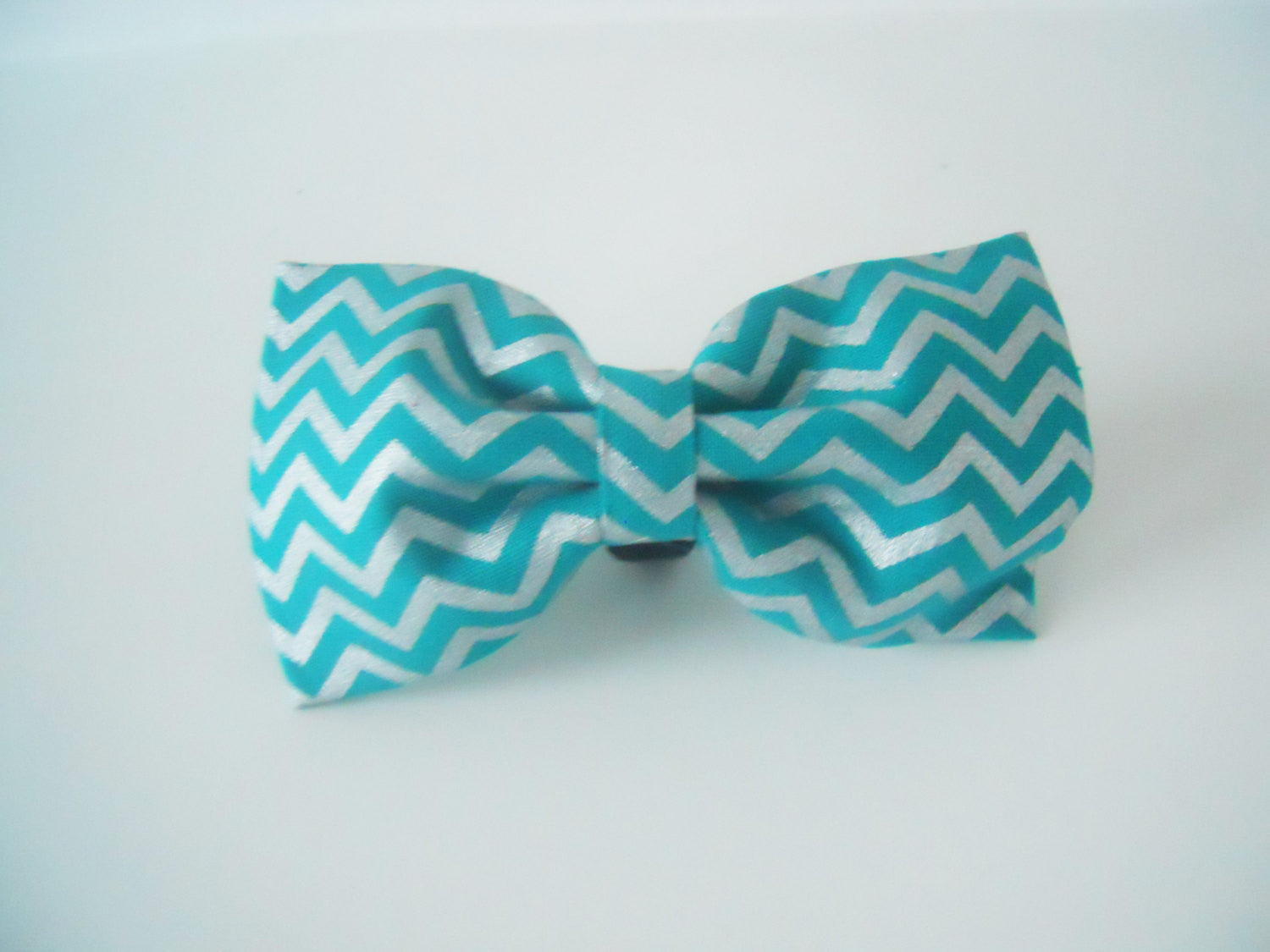 Teal and Silver Chevron Bow Tie/Flower - Charlotte's Pet