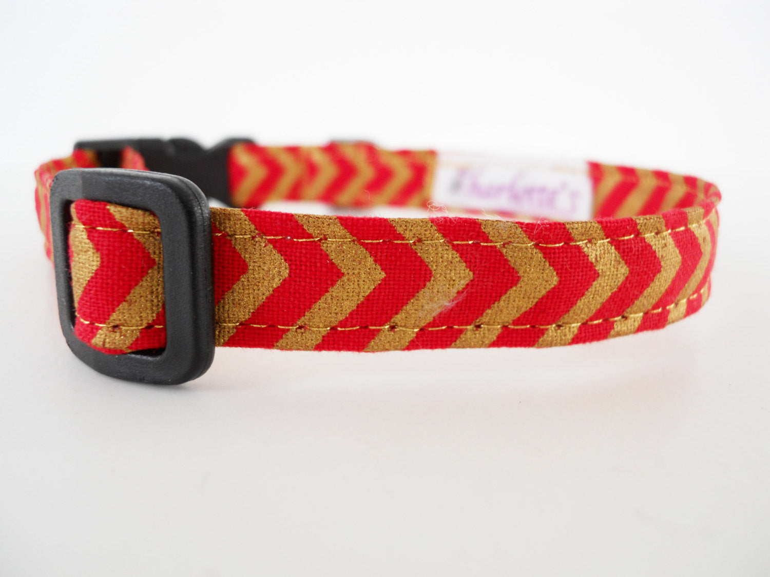 Red and Gold Chevron Collar - Charlotte's Pet